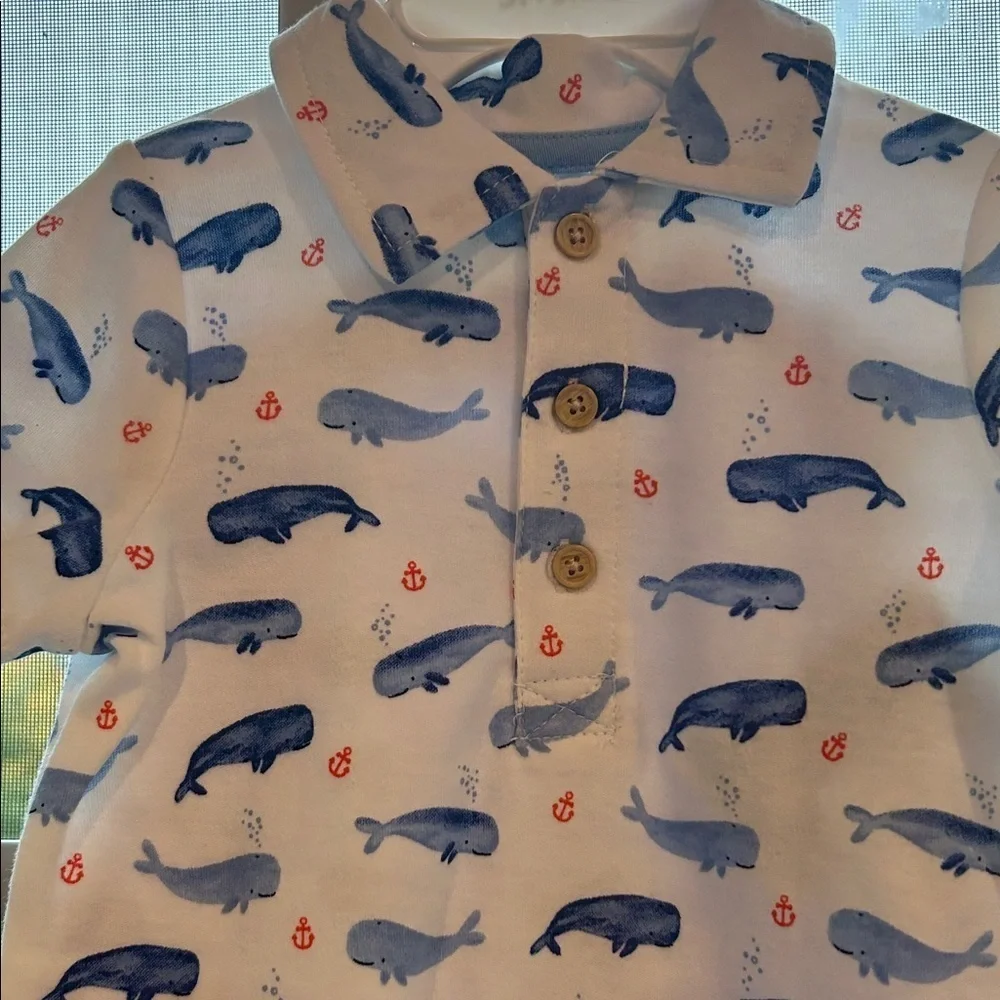 NWT Little Me Blue Infant Romper Set 2 pieces size 9 months Whale One-Piece